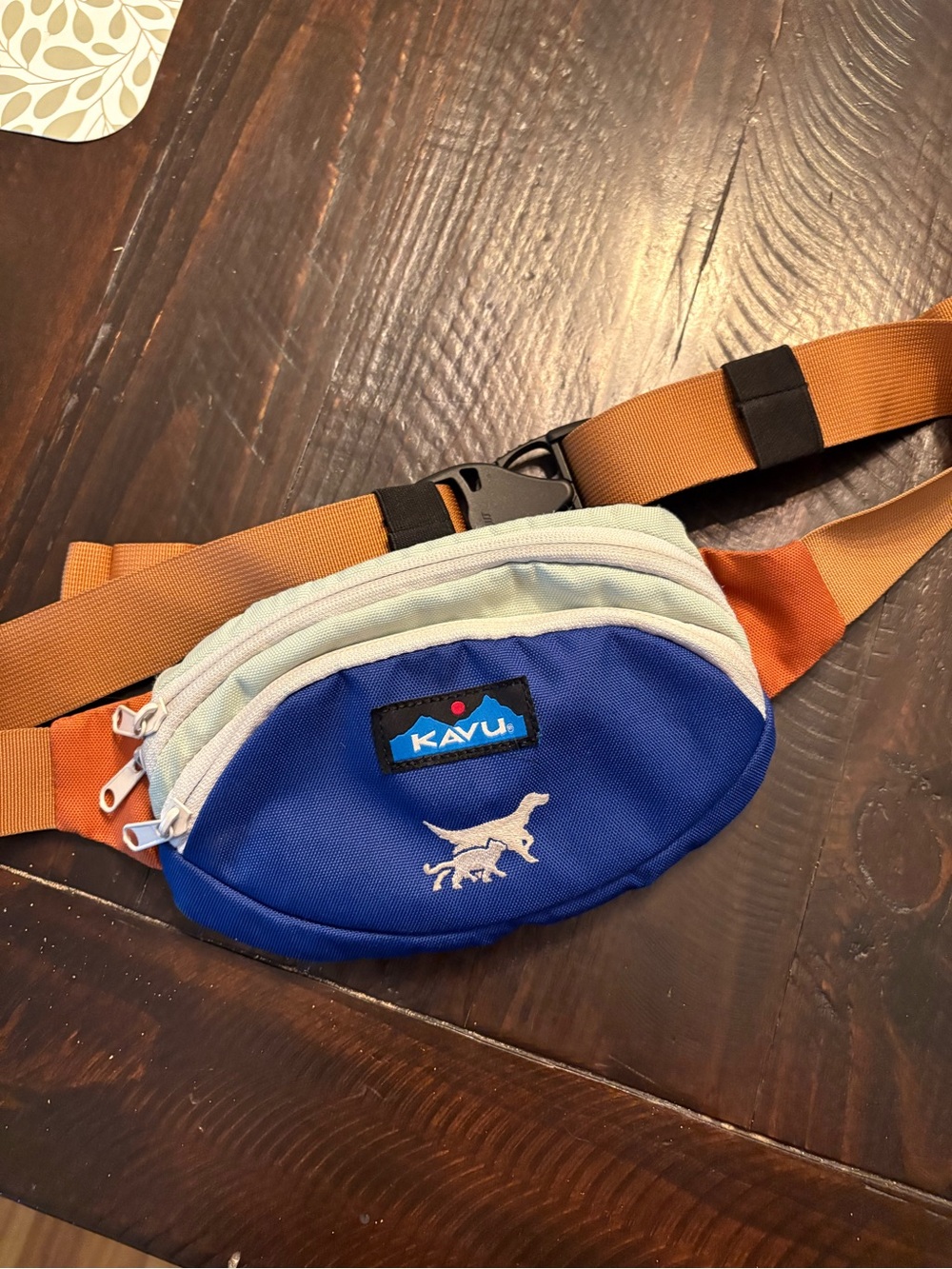 Kavu Blue & Tan Strap Multi-Zip Waist Pack